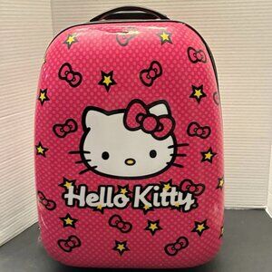 Hello Kitty 17" Hardshell Rolling Suitcase Kids Carry-On Luggage Pink Star & Bow